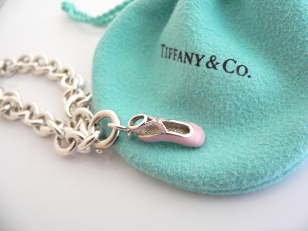 Tiffany & Co Bracelet Diamond Pink Enamel Ballet Slipper Shoe Bangle Silver Gift