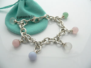 Tiffany & Co Gemstone Bracelet Dangle Charm Bangle Silver Gift Love Pouch Art