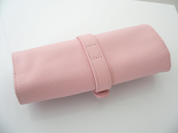 Tiffany & Co Travel Case Jewelry Roll Pink Leather Purse Handbag Bag Gift Pouch