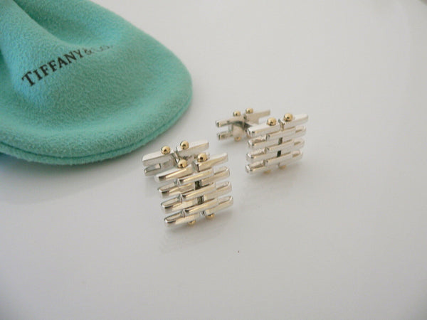 Tiffany & Co Silver 18K Gold Gatelink Gate Link Cuff Links CuffLinks Man Gift
