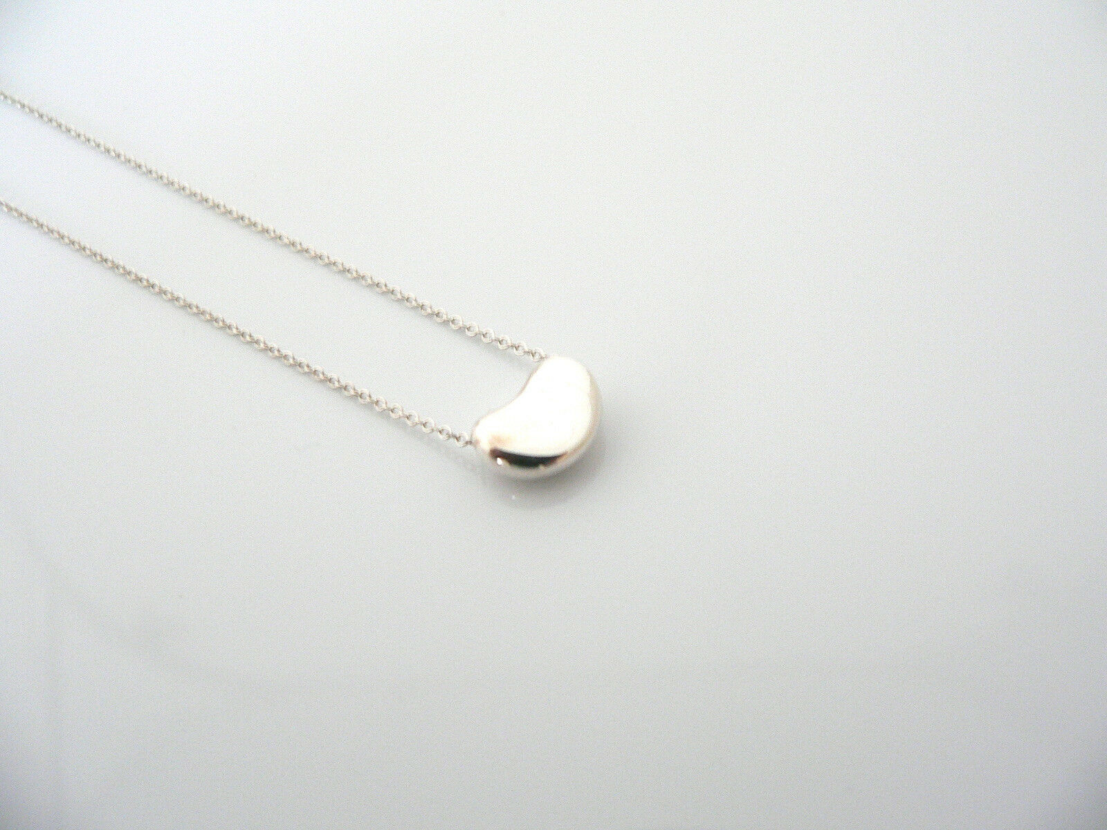 Tiffany & Co Silver Peretti Small Bean Necklace Pendant Charm Gift Love Chain