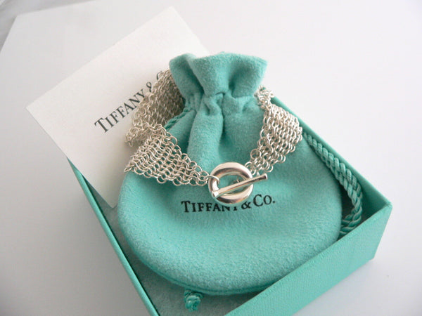 Tiffany & Co Silver Peretti Sevillana Circle Mesh Bracelet Bangle Gift Pouch