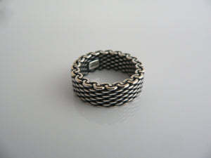 Tiffany & Co Silver Mesh Stacking Ring Band Sz 4.75 Love Gift Oxidized
