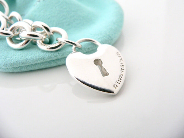 Tiffany & Co Heart Key Bracelet Keyhole Charm Bangle Link Chain Gift Pouch T Co