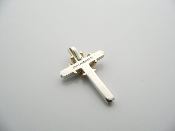Tiffany & Co Silver 18K Gold Cross Pendant Charm 4 Necklace Gift Love Statement