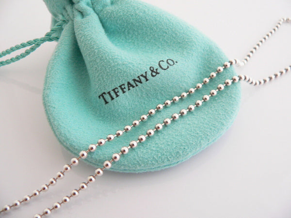 Tiffany & Co Silver Titanium Atlas Bar Dog Tag Necklace Pendant Bead 20 In Gift