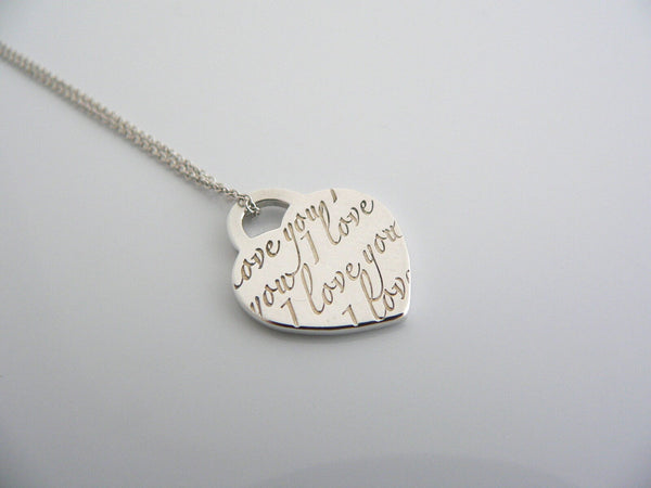 Tiffany & Co Silver I Love You Heart Necklace Pendant Charm Chain Gift Statement