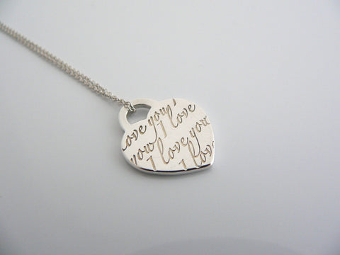 Tiffany & Co Silver I Love You Heart Necklace Pendant Charm Chain Gift Statement
