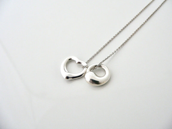 Tiffany & Co Silver Open Heart Eternal Circle Pendant Necklace Chain Gift Love