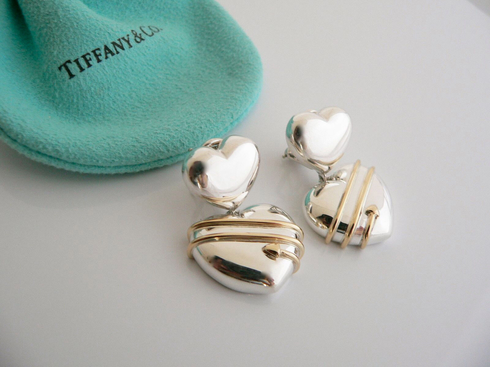 Silver and gold heart earrings store
