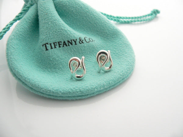 Tiffany & Co Silver Open Wave Earrings Studs Sea Lover Gift Pouch Peretti