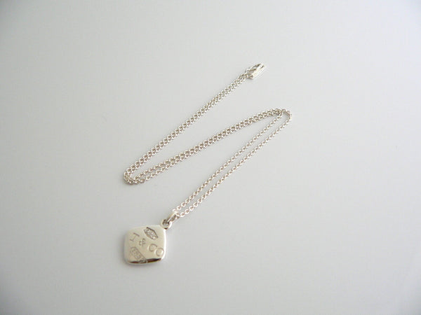 Tiffany & Co Silver 1837 Square Necklace Pendant Charm Chain Gift Love Statement