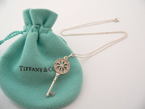 Tiffany Co Diamond Flower Necklace Nature Daisy Key Pendant Chain Gift Pouch Art