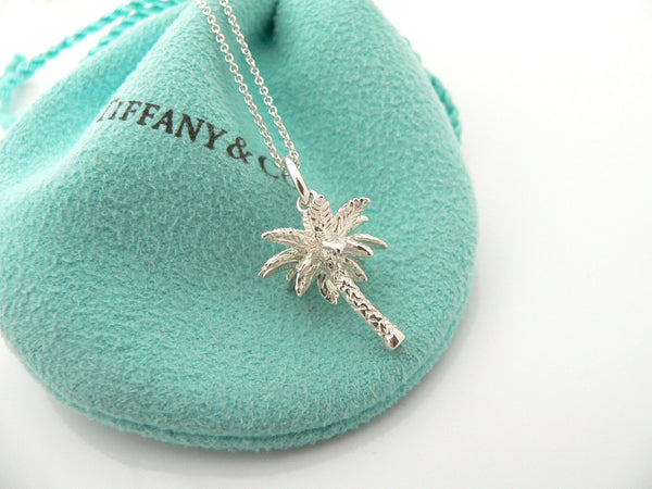 Tiffany & Co Silver Palm Tree Necklace Pendant Charm Nature Summer Gift Pouch