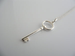 Tiffany & Co Silver Oval Key Necklace Pendant Charm 18 Inch Chain Gift Love Art