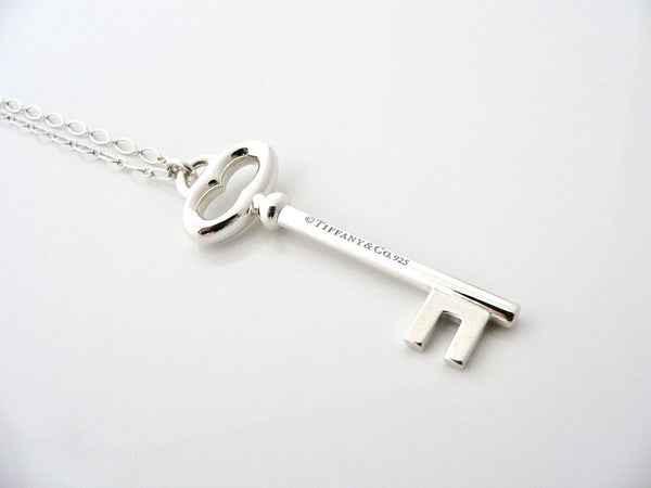 Tiffany Co Key Necklace Vintage Oval Key Charm Pendant 18 inch Chain Love Gift T and Co