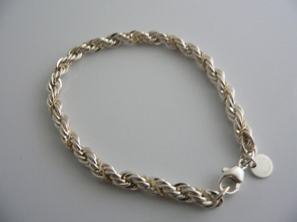 Tiffany & Co Silver 18K Gold Rope Bracelet Bangle Chain Gift Love Classic Cool