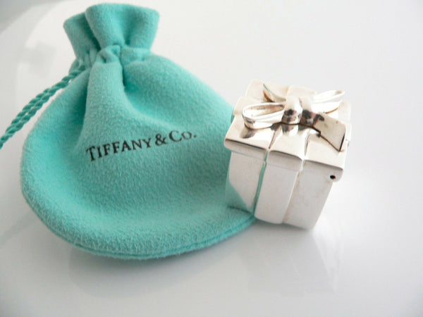 Tiffany & Co Silver Gift Box Pill Box Case Ribbon Bow Signature Pouch