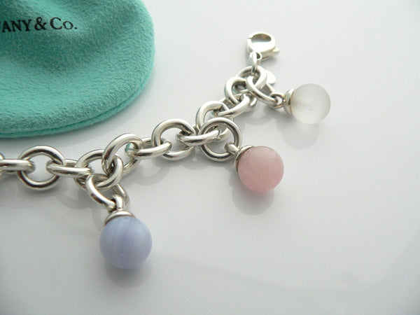 Tiffany & Co Gemstone Bracelet Dangle Charm Bangle Silver Gift Love Pouch Art