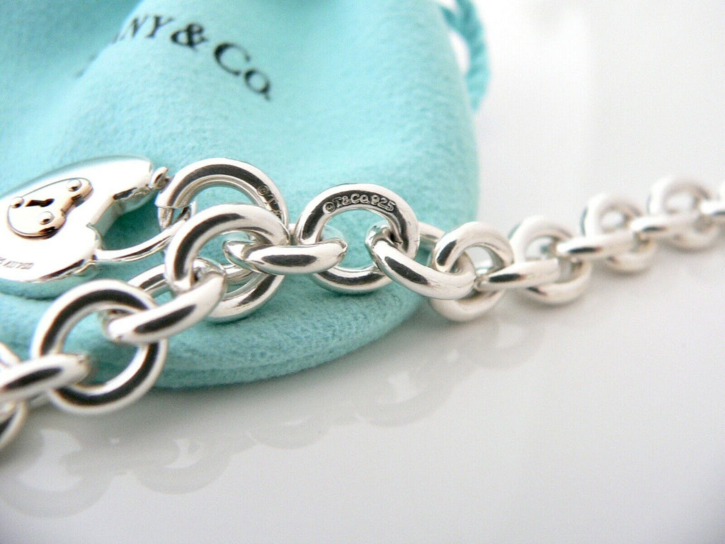 Tiffany & Co Silver Padlock Key Locks Bracelet Bangle Charm Pendant Gift Pouch