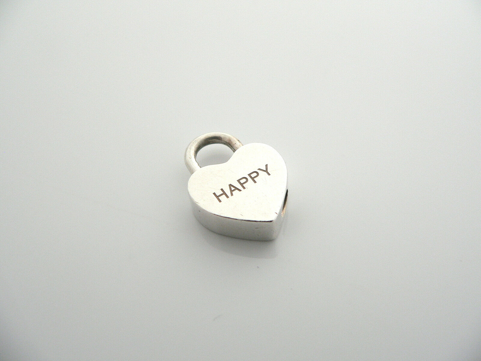 Tiffany & Co Silver HAPPY Heart Padlock Pendant Charm Rare Gift Love