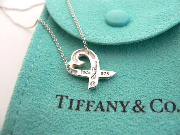 Tiffany & Co Silver Diamond Loving Heart Necklace Pendant Gift Pouch Love