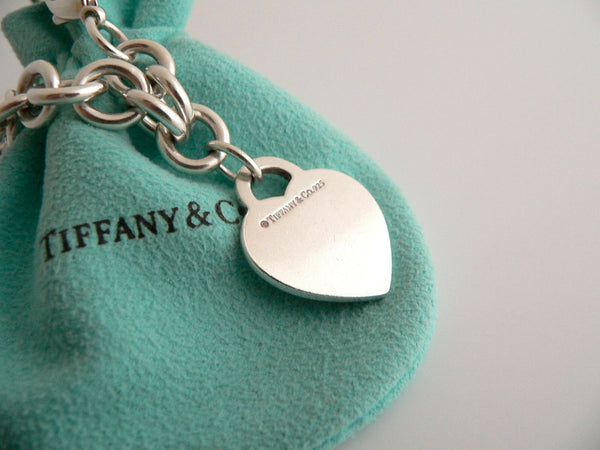 Tiffany & Co Silver I Love You Heart Bracelet Charm Pendant Chain Gift Pouch
