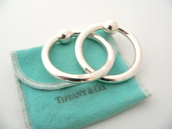 Tiffany & Co Silver 1837 Double Circle Baby Rattle Teether Rattle Gift Pouch