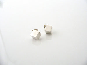 Tiffany & Co Silver Cube Earrings Square Studs Classic Gift Love Art Geometric