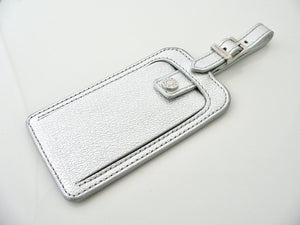 Tiffany & Co Silver Leather Luggage Tag Textured Gift Golf Bag Tag Traveler Cool