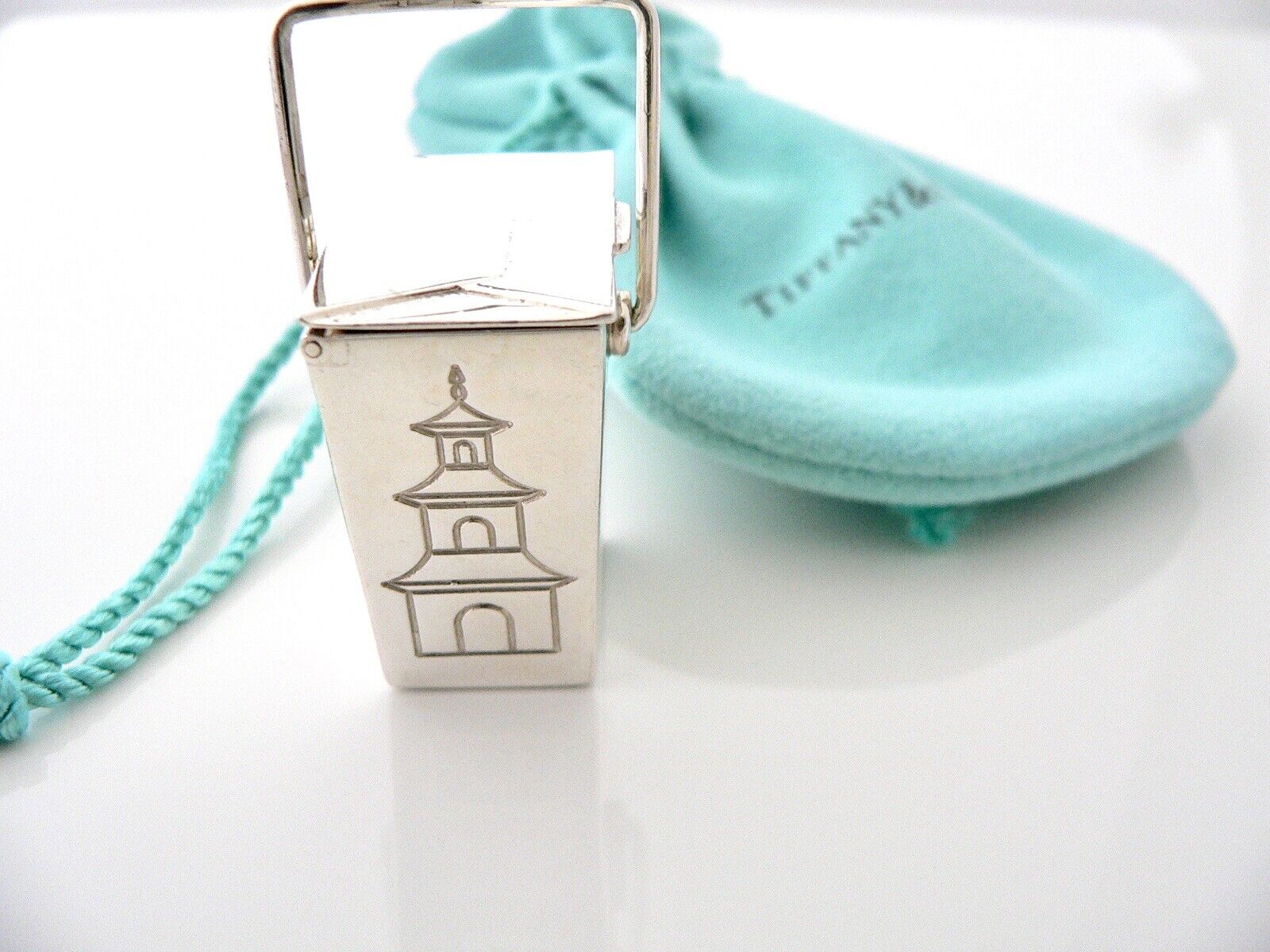 Tiffany & Co Chinese Take Out Pill Box Case Container Pouch Silver Gift T and Co