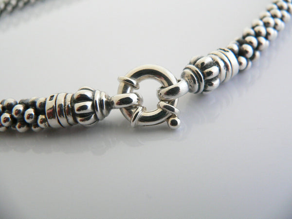 Lagos Caviar Silver Multi Bead Link Necklace Pendant Hook Chain Heavy Gift Love