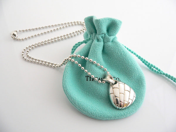 Tiffany & Co Crocodile Necklace 21 Inch Chain Pendant Charm Gift Silver Pouch