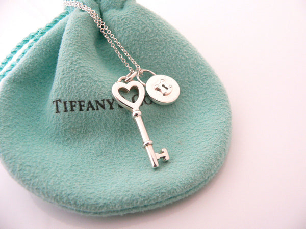 Tiffany Co Silver Heart Key Locks Necklace Pendant Charm Chain Gift Pouch Love