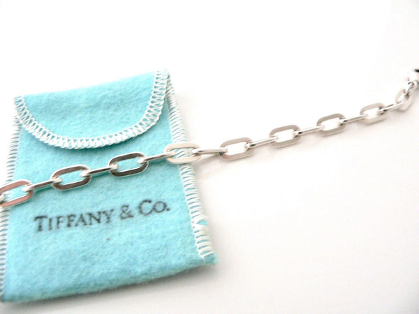 Tiffany & Co Oval Link Charm Bracelet Bangle 8 Inch Chain Silver Gift Pouch Love