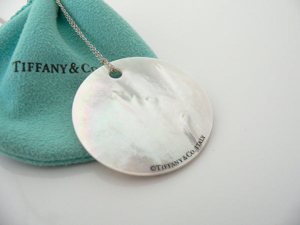 Tiffany & Co Silver Mother Pearl Necklace Notes Charm 20 In Chain Gift Pouch Art