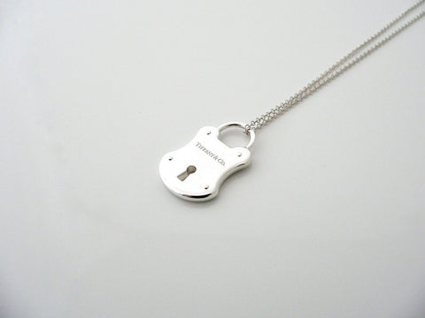 Tiffany & Co Rectangle Locks Necklace Pendant Charm Chain Gift Silver 16.5 Inch
