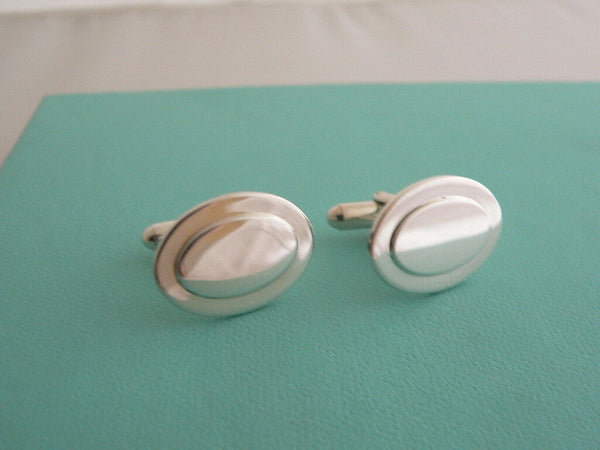 Tiffany & Co Silver Oval Cuff Link Cufflinks Engravable Personalize Gift Love