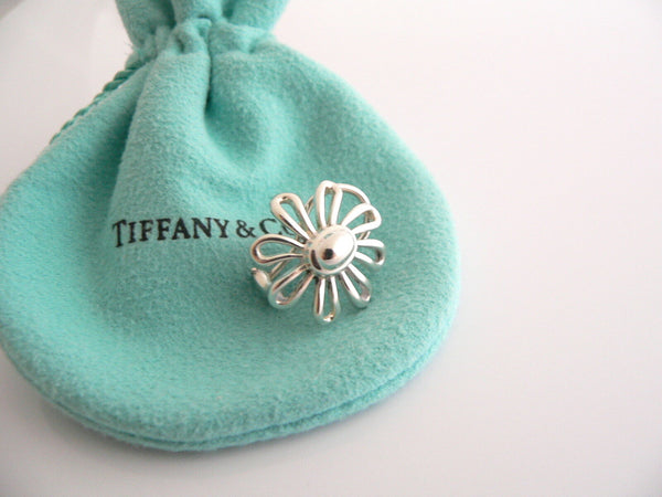 Tiffany & Co Picasso Large Silver Daisy Flower Earrings Studs Gift Pouch Huge