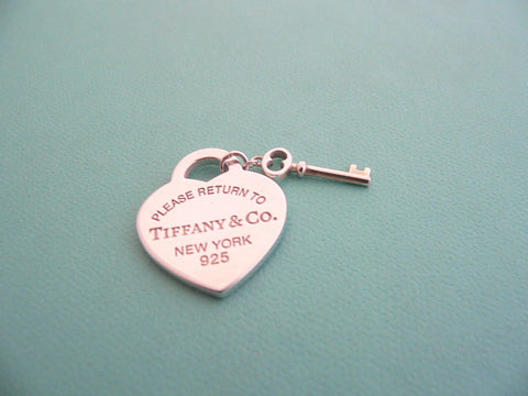 Tiffany & Co Return to Tiffany Silver Heart Key Charm Pendant Classic Love Gift