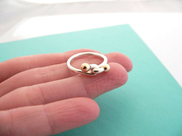 Tiffany & Co Silver 18K Gold Love Knot Infinity Ring Band Sz 5.25 Gift Rare