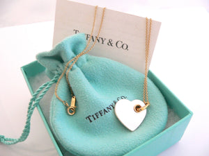 Tiffany & Co 18K Gold Mother of Pearl Heart Necklace Pendant Charm Gift Love