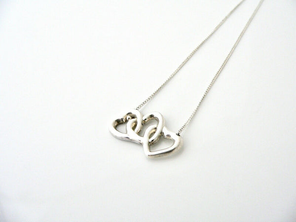 Tiffany & Co Silver Triple Heart Necklace Pendant 17.9 inch Chain Rare Gift Love