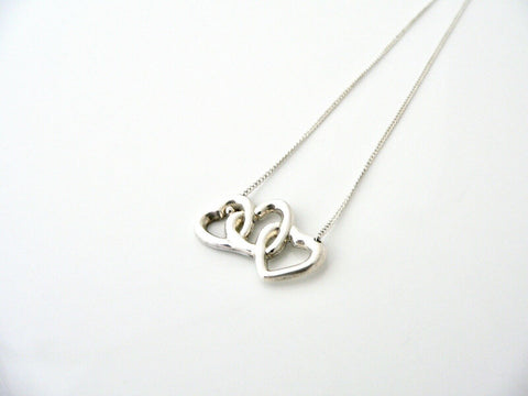Tiffany & Co Silver Triple Heart Necklace Pendant 17.9 inch Chain Rare Gift Love