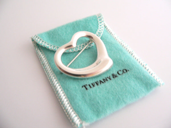 Tiffany & Co Silver Peretti Large 1.5 Inch Open Heart Brooch Pin Gift Love