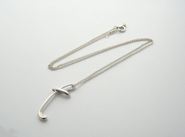 Tiffany & Co Silver Peretti Alphabet T Necklace Pendant Charm Chain Gift