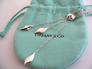Tiffany & Co Leaf Dangle Necklace Pendant Chain Nature Lover Gift Pouch T and Co