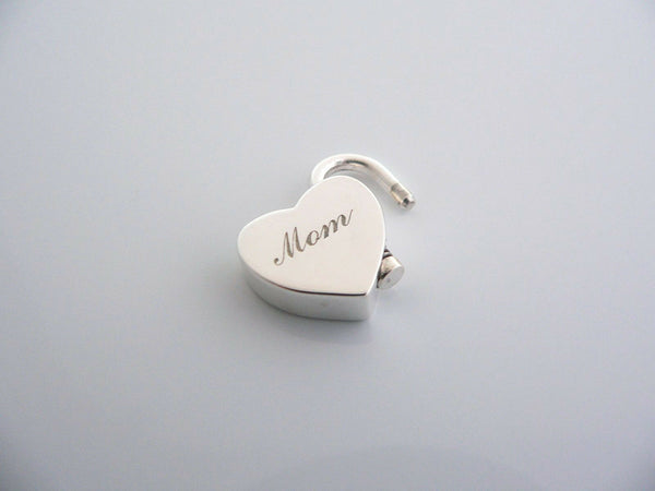 Tiffany & Co Silver MOM Heart Padlock Charm Pendant 4 Necklace Bracelet Gift