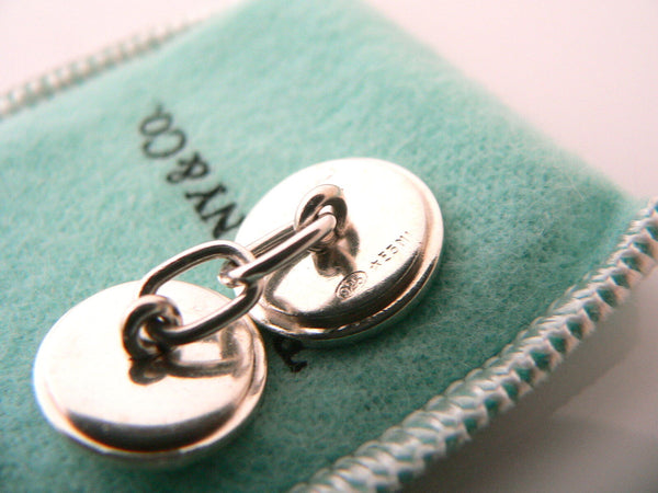 Tiffany & Co Silver Gold Textured Double Circle Round Cuff Links Gift Pouch Love