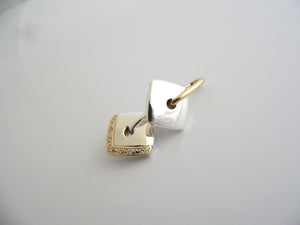 Lorenzo Silver 18K Gold Diamonds Square Dangle Charm Pendant Enhancer Jewelry